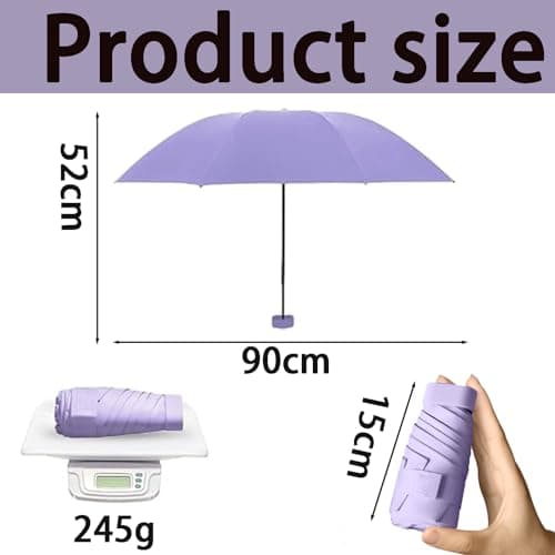 wodehahagou Mini Compact Umbrella with Storage Box - Portable Pocket Folding Travel Umbrella, 6 Ribs, UV Protection for Men & Women (Purple) — view 2