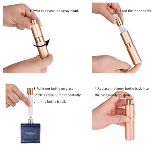 Fia Direct 10ml Twist-Up Rotary Perfume Atomiser, Refillable & Travel Size Perfume Bottle, Leaking Proof,Bottom refillable, Luxurious Small Portable Mini Spray for women and men (Silver) — view 3