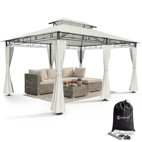 CASARIA Topas 3 x 4 m Garden Gazebo with Side Walls and Metal Frame Cream