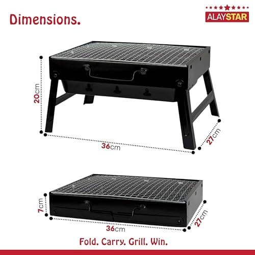 ALAYSTAR Portable Folding Charcoal BBQ Grill for Camping, Picnics, Garden & Outdoor Parties Compact Tabletop Design, Durable Iron Construction, Easy Setup & Travel-Friendly Tabletop Barbecue — view 5