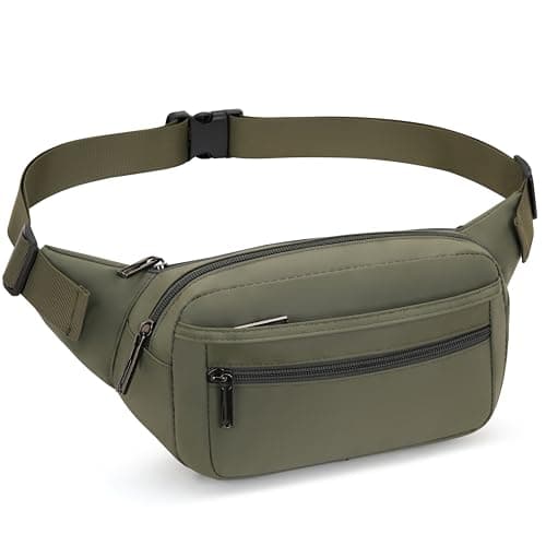 GERIINEER Bumbag Fanny Pack Large Size for Women Men Waterproof with 5 Zipped Pockets