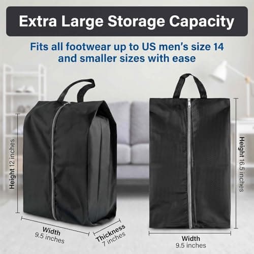 8 Pack Reusable Shoe Bags for Travel with Smooth-Zipper, Waterproof Gym Ba & Work – Essential Travel Accessories for Family Vacations, Football Boot Bag, Golf Shoe Bag, Boot Bag Rugby, Golf Shoe Bag — view 2
