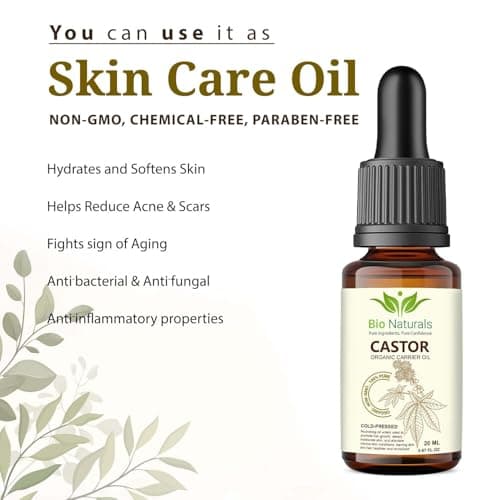 Organic Castor Oil – 100% Pure & Natural Moisturising Oil for Hair, Skin, Nails & Massage – Earthy Grounding Aroma – Glass Bottle – 20ml — view 5