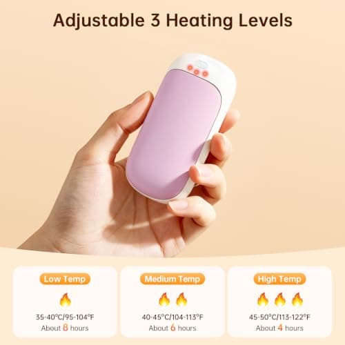 Jonwall Hand Warmers Rechargeable, 2 Pack Electric Hand Warmer Reusable Portable Handwarmers with 3 Levels Heat, USB Pocket Warmer Warm Gifts for Men Women Outdoor Camping Golf Fishing — view 2