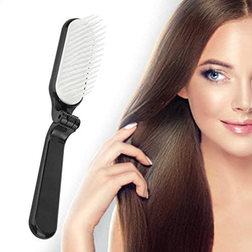Pocket Folding Hair Brush Comb Collapsible Travel Essential Scalp Massage Styling Tool for Men Women Kids Black ABS Mini Lightweight — view 5