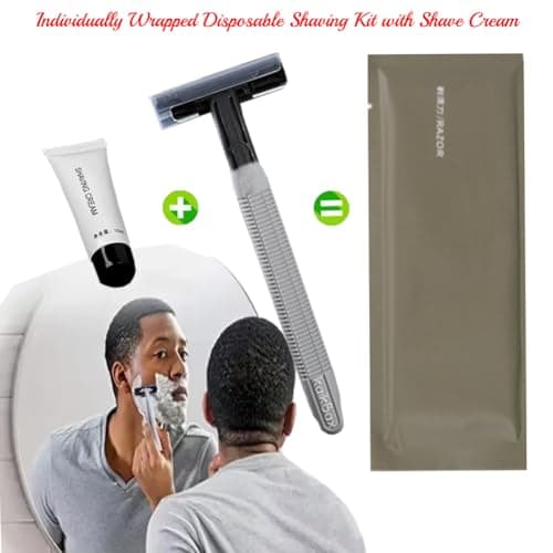 10Pack Luxury Individually Wrapped Travel Hotel Disposable Razors Set With Shave Cream; Sensitive Skin Private Body Razor; Portable Manual Shaving Razor Kit for Bathing Hotel Travel, Daily Use — view 3