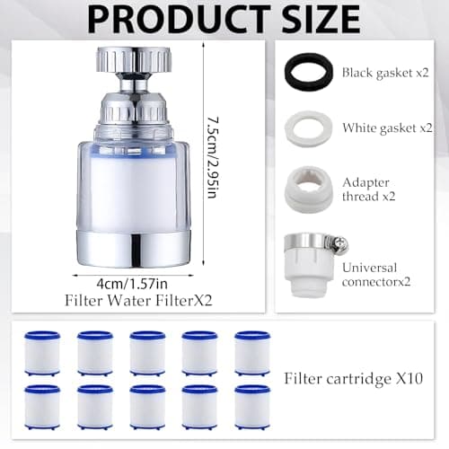 KHDULQ 2 Pcs Cartridges 360 Degree Rotating Sink Tap Water Filter — view 3