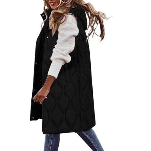 Cocila Lightweight Gilets Womens Sleeveless Down Vest Packable Coat (Black, M) Jackets For Women Uk Cream Women'S Jumpers Ladies Thermal Vests Red Cardigan Zip Up Fleece Pink Jacket Heating — view 2