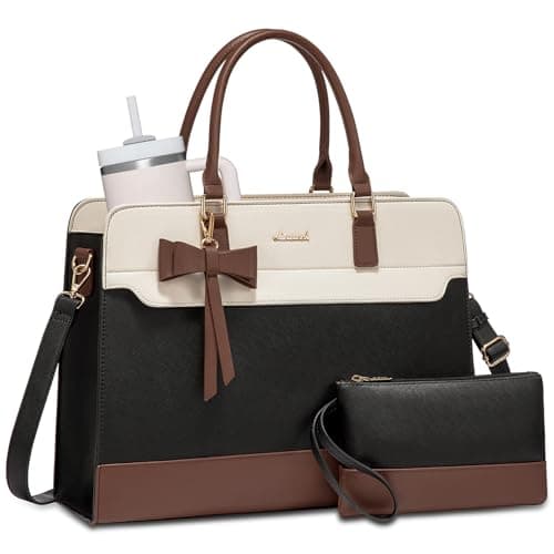 LOVEVOOK Laptop Handbags for Women, 15.6 Inch Ladies Work Bags Large Tote Bags with Compartments, PU Leather Womens Handbag Shoulder Bag for Office School Teacher Shopping Business
