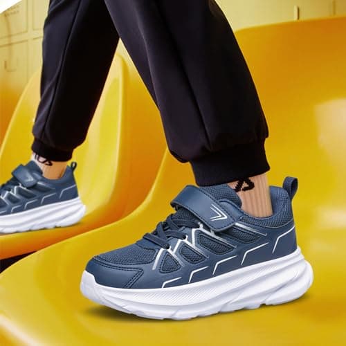 HOIYHEK Kids Trainers for Running Boys Girls School Tennis Shoes Slip ins Unisex Sneakers Navy Blue Big Kid Size 1.5 — view 2
