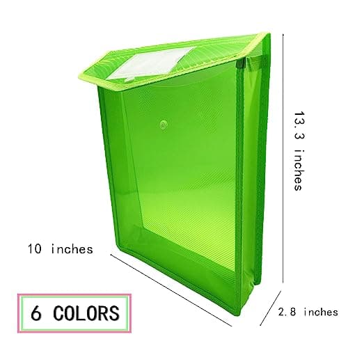 7 Pack A4 Plastic Wallets, Waterproof Popper Wallet Plastic Document Folder Premium Pockets Files Envelope for School Office Home, with Snap Closure, Large Capacity — view 2
