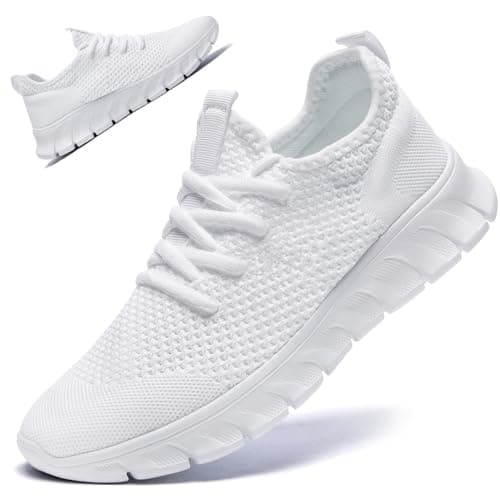 White Trainers Men Women Running Shoes Slip On Gym Sports Size 6 UK