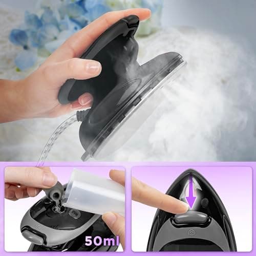 Duronic Travel Iron SI2 BK 375W Mini Irons with Variable Temperature Portable 50ml Black Steam Iron For Holiday Quilting Crafts Compact Design for Travelling — view 4