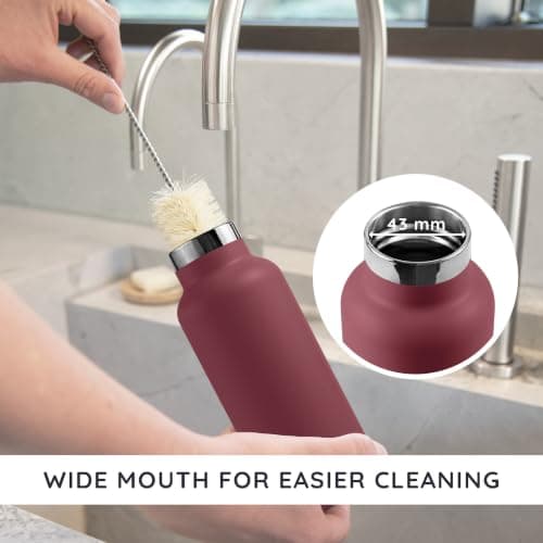 Bambaw Stainless Steel Insulated Water Bottle 500ml, Double-Walled Metal Water Bottles 500ml, Sturdy, Leak-Proof & Lightweight, Easy to Clean & Great for Travel (Red Berry) — view 4