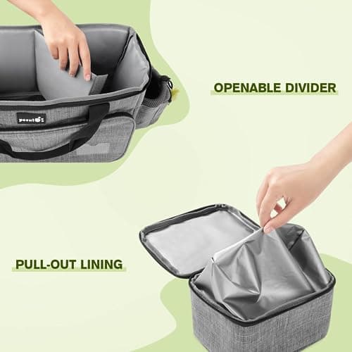 pecute Dog Travel Bag Large, Portable for Travel, Pet with Multi-Function Pockets, Tote Organizer Outdoor use Set 2 Food Bags + Collapsible Bowls, Grey — view 5