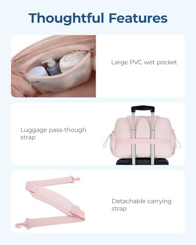 BAGSMART 24L Womens Gym Travel Bag, Weekend Overnight Cabin Bag, Wet Pocket — view 6