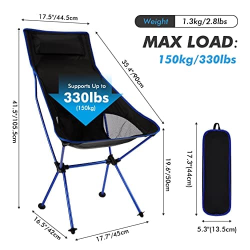 SOPPY Portable High-Back Camp Chair for Beach and Festivals, Cobalt Blue — view 2