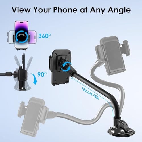 EEEKit Car Phone Holder, Adjustable Car Phone Mount, Strong Suction Windscreen Dashboard Mount for 3.5-6in Smartphones — view 5