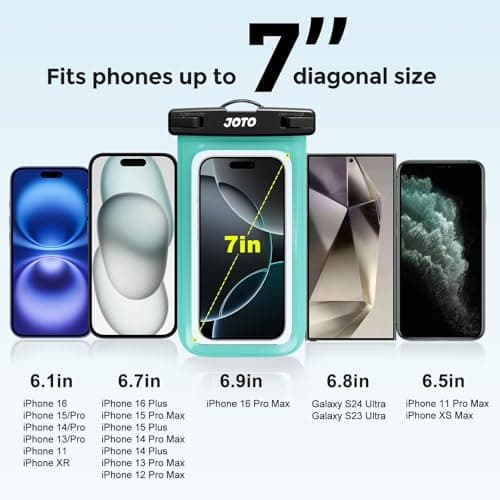 JOTO Waterproof Phone Pouch Cellphone Dry Bag Case for iPhone 17 Air 16 15 14 13 12 Pro Plus Max XR X 8 7 6S SE, Galaxy S23 S22 S22+ S21 up to 7" -Green — view 4