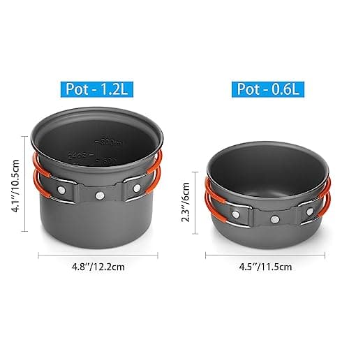 Odoland Camping Cookware Set With Stove for 1-2 People - Portable Campfire Stainless Steel Cook Gear Traveling Cooking Equipment Utensils Outdoor Cooking Kit for Trekking Hiking Picnic — view 3