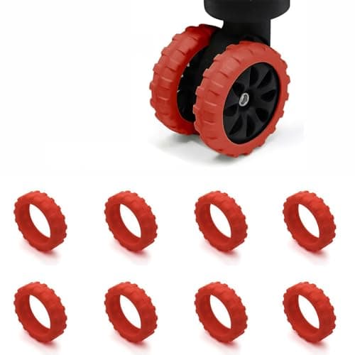 JWJDSAK 8 Pcs Silicone Wheel Covers for Suitcase - Off-Road Luggage Wheel Protectors with Noise Reduction & Anti-Scratch, Universal Suitcase Accessories (Red)