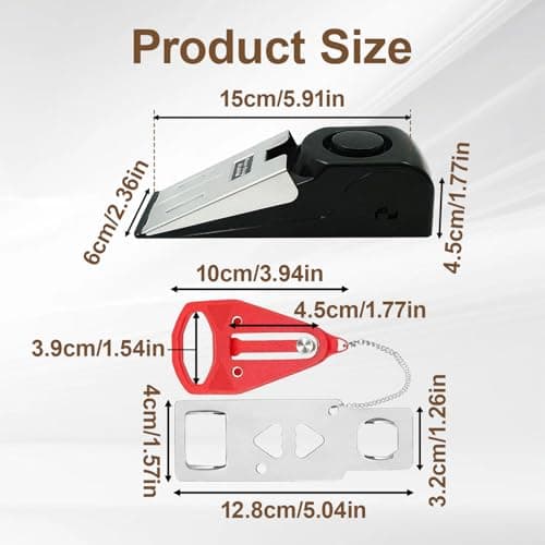 Portable Door Lock with 120dB Alarm, Heavy Duty Adjustable Door Jammer Stopper and Security Brace for Travel, Hotel and Home Apartment Use（Battery Not Included） — view 2