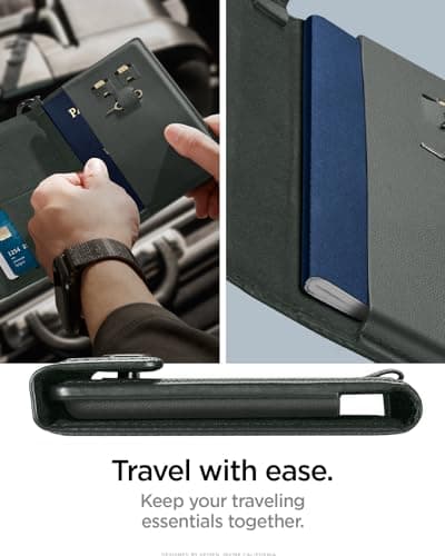 Spigen Passport Card Cover Holder Passport Wallet Travel Documents Organizer Protector Passport Holder Travel Accessories with RFID Blocking Technology SIM Card Pin Included - Military Green — view 2