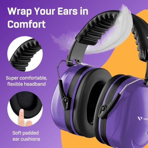 Vanderfields Adult/Teens Ear Defenders, Noise Cancelling, Purple Power — view 4