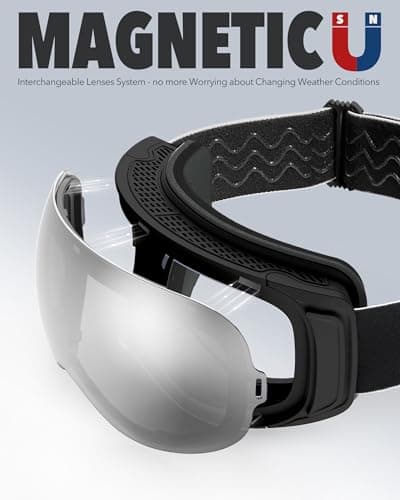 Findway Ski Goggles,Snowboard Goggles for Men Womens Ladies Over Glasses OTG, Magnetic Interchangeable Spherical Lens,Anti-fog 100% UV Protection, Anti-glare Goggles for Skiing Snowboarding — view 3