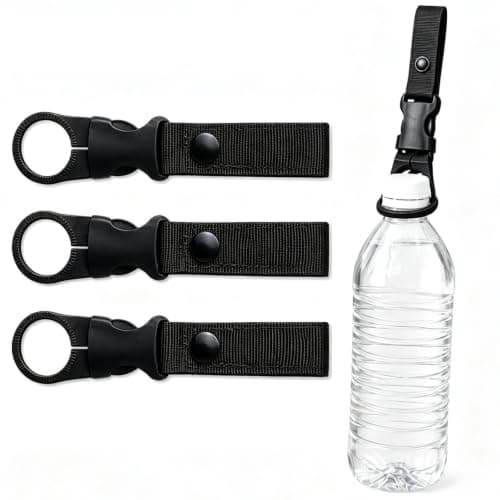 HOQBFSN 3 Pack Tactical Water Bottle Holder Clip, Adjustable Serrated Cup Loop with Quick Release Buckle, Heavy Duty Nylon Webbing Bottle Hanging Strap for MOLLE Backpack Hiking Cycling Camping Travel