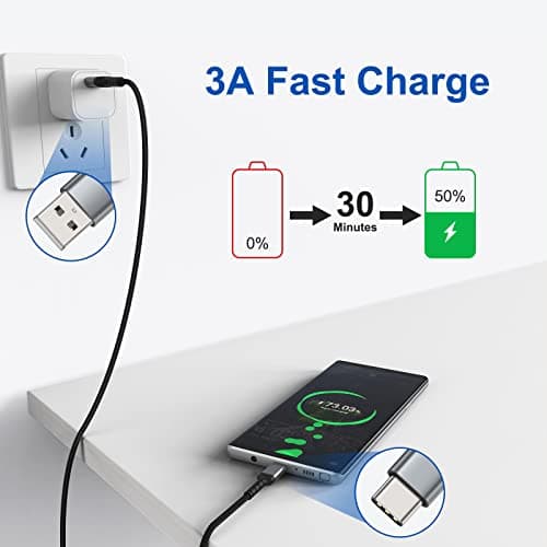 ULIFTUS Short USB C Charger Cable 3Pack, 50CM USB A to Type C Charging Cord — view 2