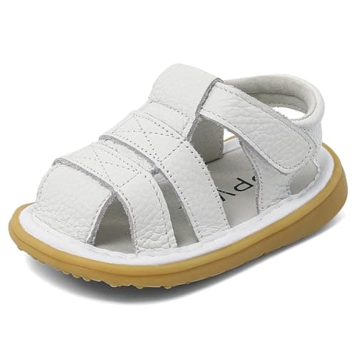Cheerful Mario 0-3 Years Baby Boys Girls Sandals Toddler First Walking Shoes Summer Closed Toe Soft Sole White 3.5 UK Child