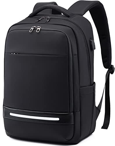 Vodlbov Laptop Backpack, 17 Inch Waterproof Business Travel Work Computer Rucksack Bag with USB Charging Port,Anti-Theft College School Bag,Black