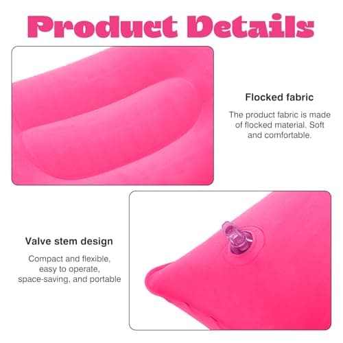 2Pcs Inflatable Pillow for Travel Blow Up Pillows for Sun Lounger Inflatable Cushion Inflatable Small Cushion Beach Pillow Neck Support for Travel Hiking Beach Fishing Camping Outdoors(Purple+Magenta) — view 3