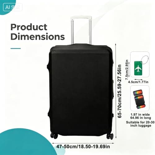 Suitcase Cover 3-Pack, Black Milk Silk Large Size, Dust Protection，Black Milk Silk Material, Dust-Proof Luggage Protection, Large Size Suitcase Cover, Polypropylene Strap Included, Green Accessory — view 2