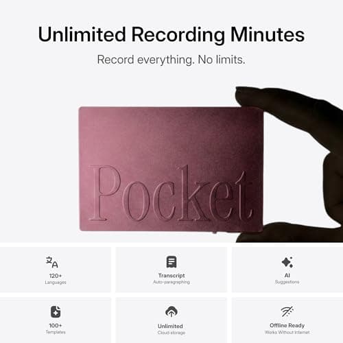 Pocket AI Voice Recorder, Auto Transcription, AI Note Taker, Baby Pink — view 3