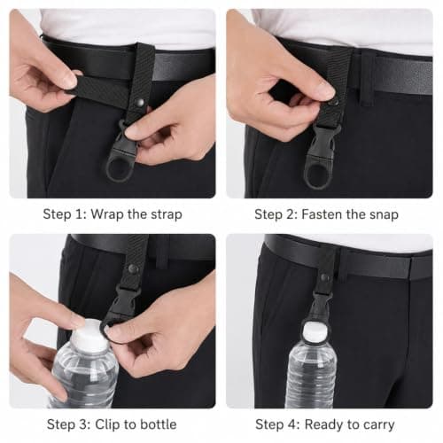 HOQBFSN 3 Pack Tactical Water Bottle Holder Clip, Adjustable Serrated Cup Loop with Quick Release Buckle, Heavy Duty Nylon Webbing Bottle Hanging Strap for MOLLE Backpack Hiking Cycling Camping Travel — view 4