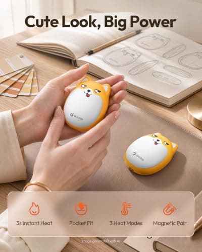 Gaiatop Rechargeable Hand Warmers 2 Pack, Cute Dog Magnetic Design Orange — view 2