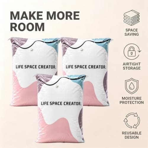 3-Pack No Pump 3D Vacuum Storage Bags, Reusable Compression Bags, Compact Travel Storage, Wardrobe Organisation, Duvet Protection, Seasonal Clothing Storage, 50x70cm — view 3