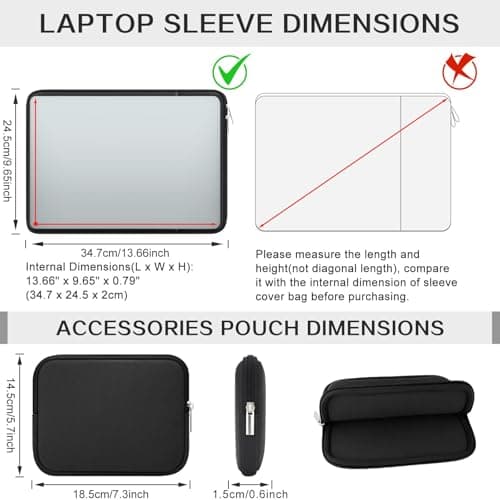 RAINYEAR Laptop Sleeve with Small Bag for 14" Notebook 15" Macbook Air M5 — view 4