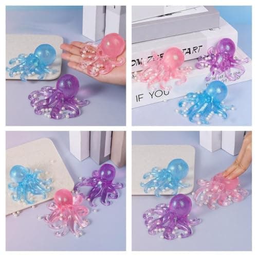 5.1 In Sparkling Octopus Stress Ball, Octopus Sensory Fidget Toy For Anxiety Relief, Squeez Stress Cute Animal sugar toys stress animal For stress rubber travel toys toys octopus classroom toy — view 3
