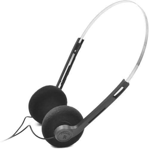 Clockjuan Black Retro Over-Ear Earphones, Hi-Fi Stereo Earphone, Mini Stereo Lightweight Headphones with Cord, 80s 90s Vintage Headset Wired,Headphone, for Most Mobile Phones Playback Pevices
