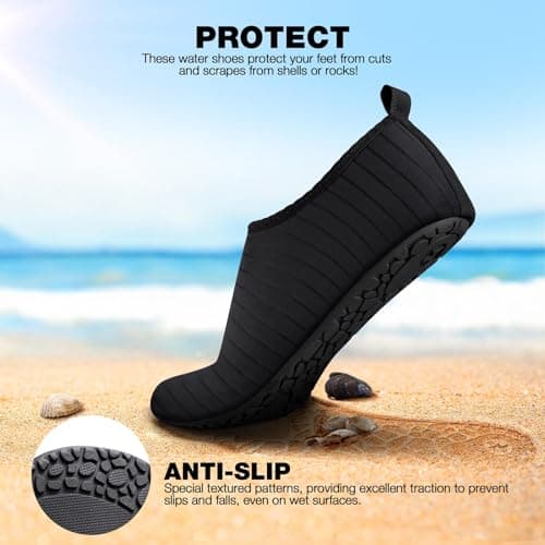 Steppli Water Shoes Beach Swim Aqua Wet Socks Yoga Quick-Dry Breathable Weitsuit Non Slip Lightweight Shoes for Men Women Black EU36/37=UK3/4 — view 6