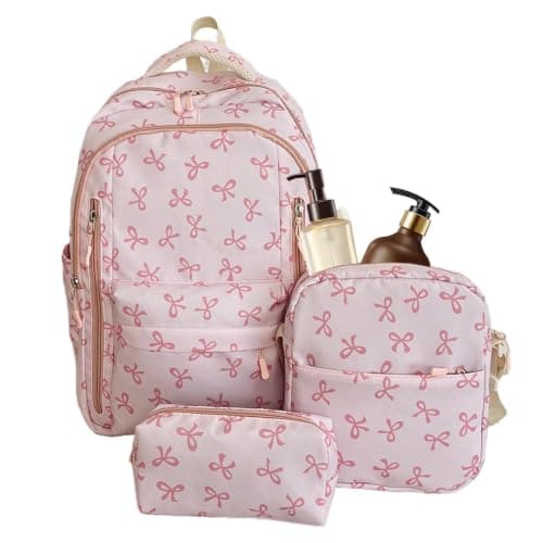 Zeyaoaea Bow Backpack with Lunch Box Large Capacity Cute Bookbag with