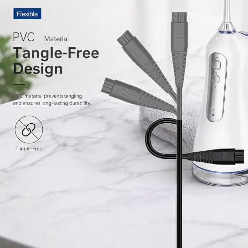 YESHLiky Water Flosser Charger Cable for Hangsun COSLUS, Portable Travel 124cm Oral Irrigator Power Cord for Water Tooth Flosser Electric Beard Razor Beauty Device Portable Lamp (Black) — view 6