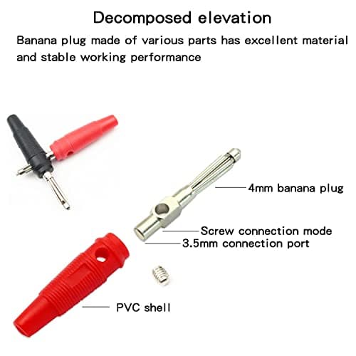 RUNCCI-YUN 4mm Banana Plugs Solder DIY Banana Plug Male Connectors Adapters(5Red + 5 Black) — view 2