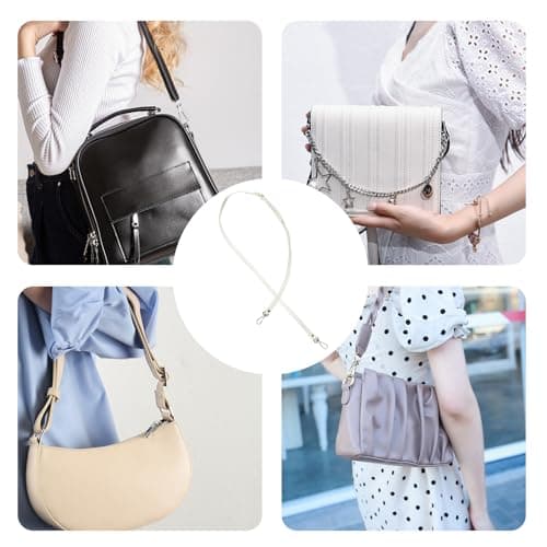 Handbag Strap, Shoulder Strap Replacement for Crossbody Bag, Adjustable Metal Swivel Hooks Hand Bag Long Straps, DIY Purse Handle, White — view 5