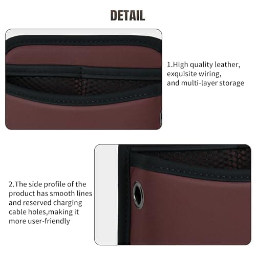 Qirc PU Leather Car Side Pocket Organizer, Universal Car Pocket Pouch Cell Phone Holder for Car, Car Seat Gap Filler Storage Accessories Organizer for Car Door, Console (Red) — view 2