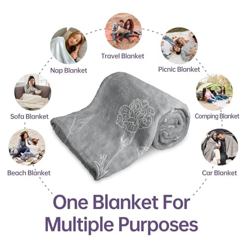 Niyewsor Grandma Gifts, Grandma Floral Blanket 50" x 60", Gray — view 6