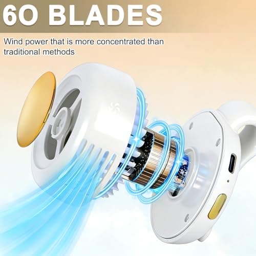 Portable Small Clip On Fan, Wearable Mini Waist Clip Fan for Clothes Body | Rechargeable Silent Bladeless Fan, with 3 Speeds, Hands-Free Cooling Neck Wearable Fans, for Outdoor Travel Office Household — view 6